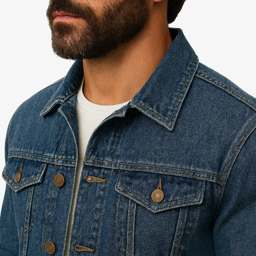 Jaqueta Jeans Masculina Clássica de Algodão com Elastano