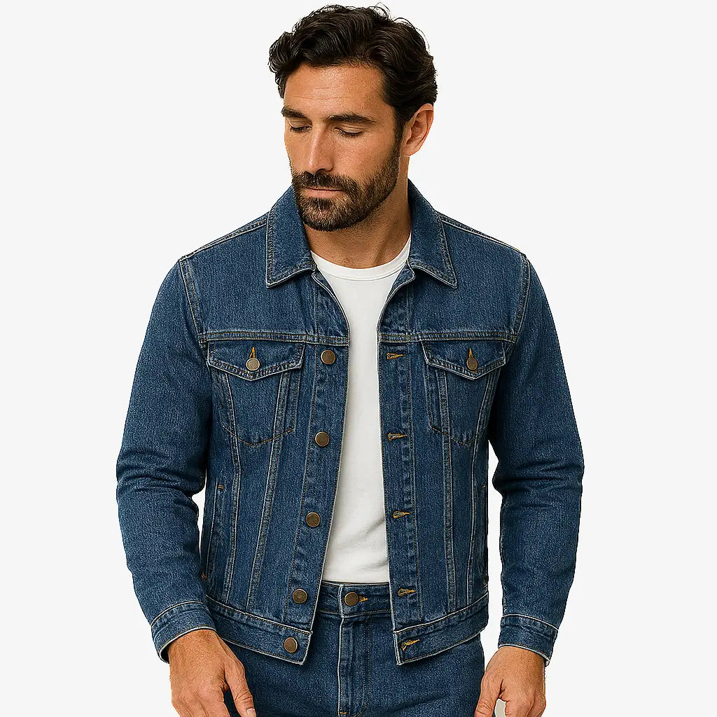 Jaqueta Jeans Masculina Clássica de Algodão com Elastano