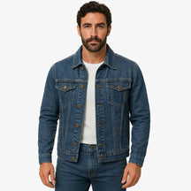 Jaqueta Jeans Masculina Clássica de Algodão com Elastano