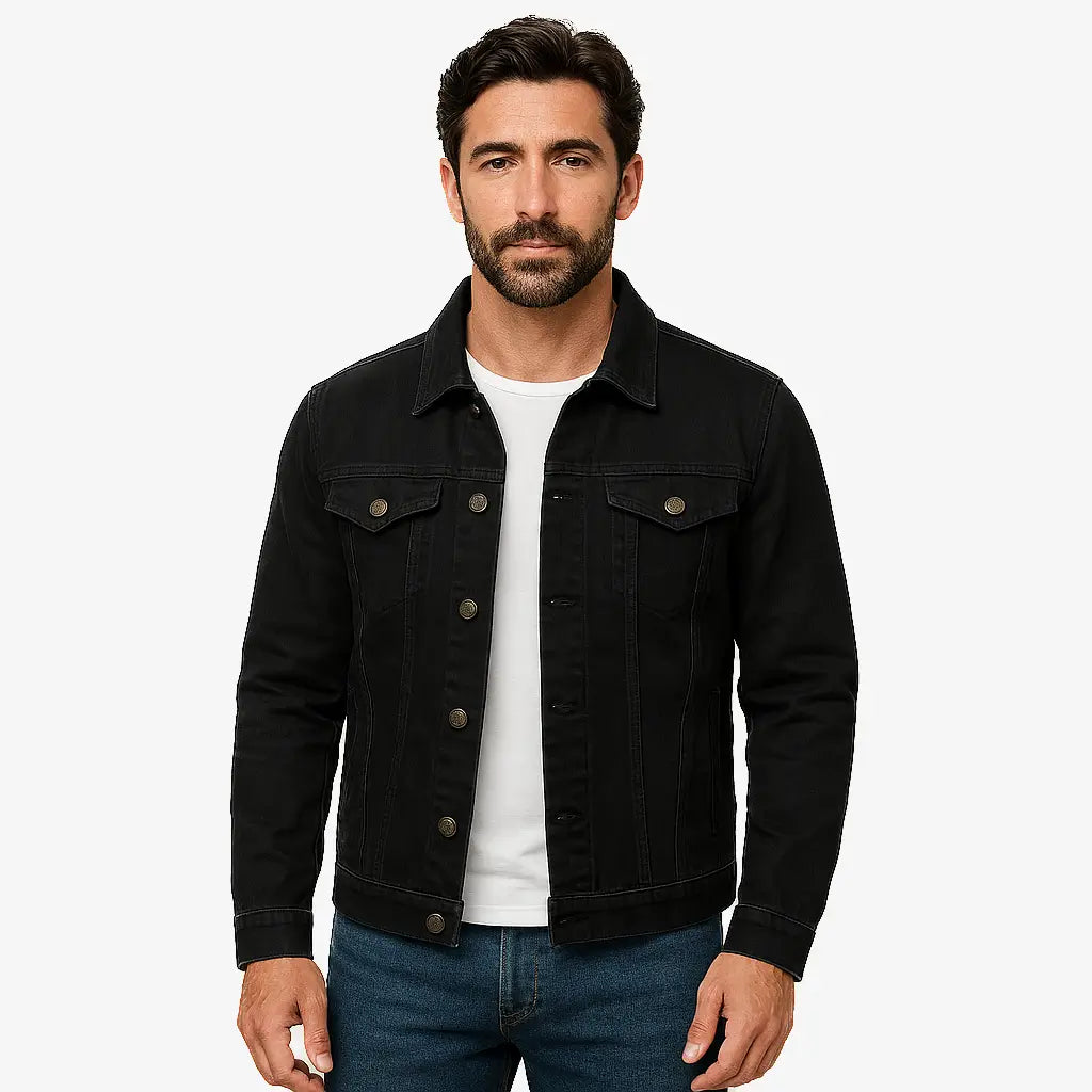 Jaqueta Jeans Masculina Clássica de Algodão com Elastano